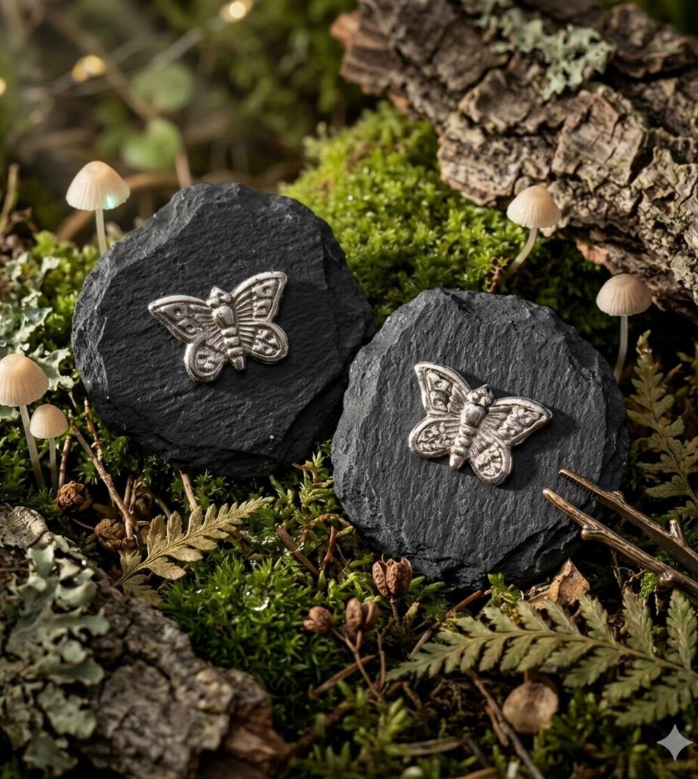 Gothic Silver Butterfly Statement Earrings